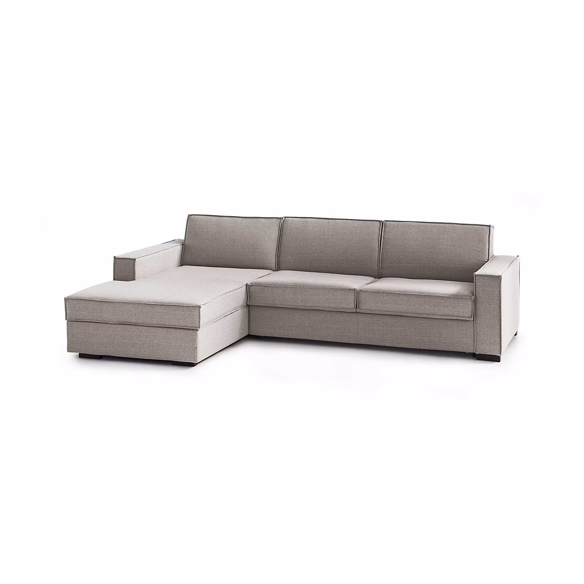 Canapé – lit Daalb, Canapé d'angle, Canapé avec ouverture pivotante, Péninsule de rangement gauche, Cm 260x95h90, Taupe