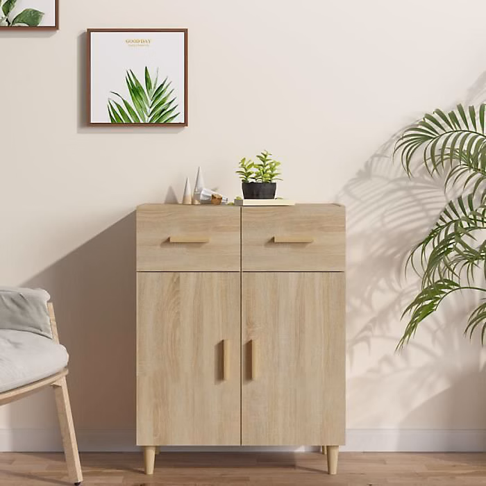 812189 vidaXL Buffet Chêne sonoma 69 – 5 × 34 × 90 cm Bois d'ingénierie