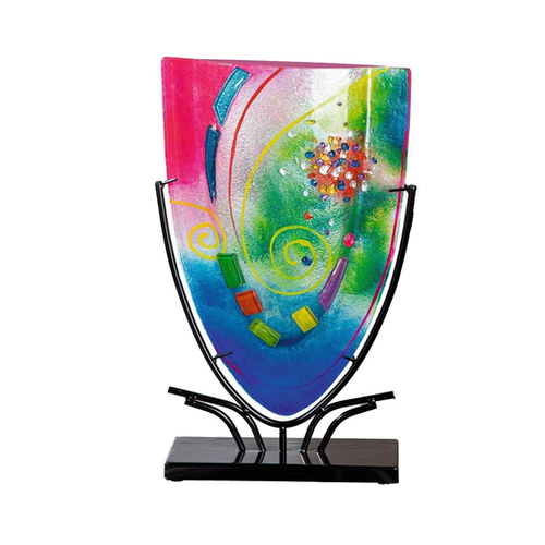 GLASS ART VASE DÉCORATIF OVALE 'CASABLANCA' - H49CM