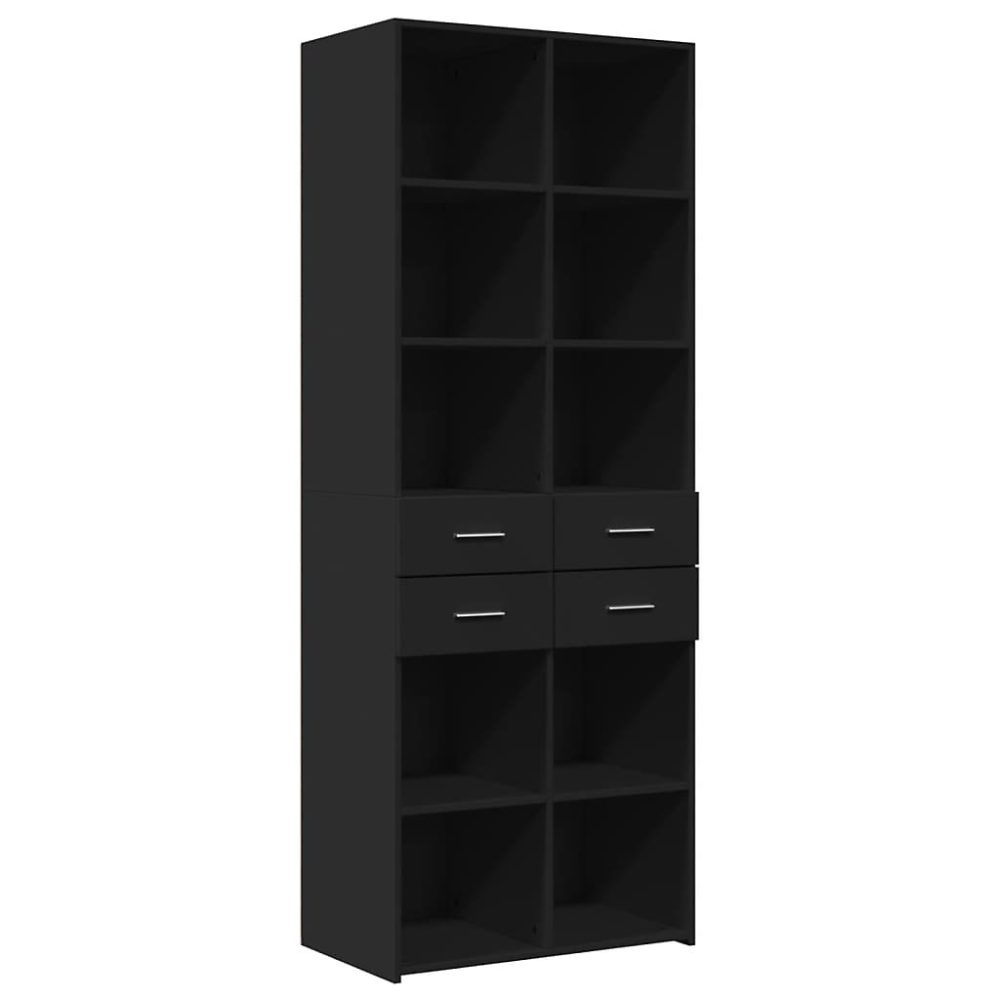 Buffet haut noir 70x42 – 5 × 185 cm bois d'ingénierie vidaXL