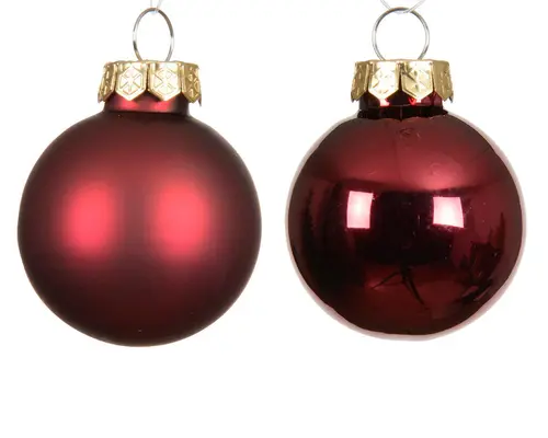 Ensemble de 20 boules en verre brillant et mat bordeaux - Ø 6 cm