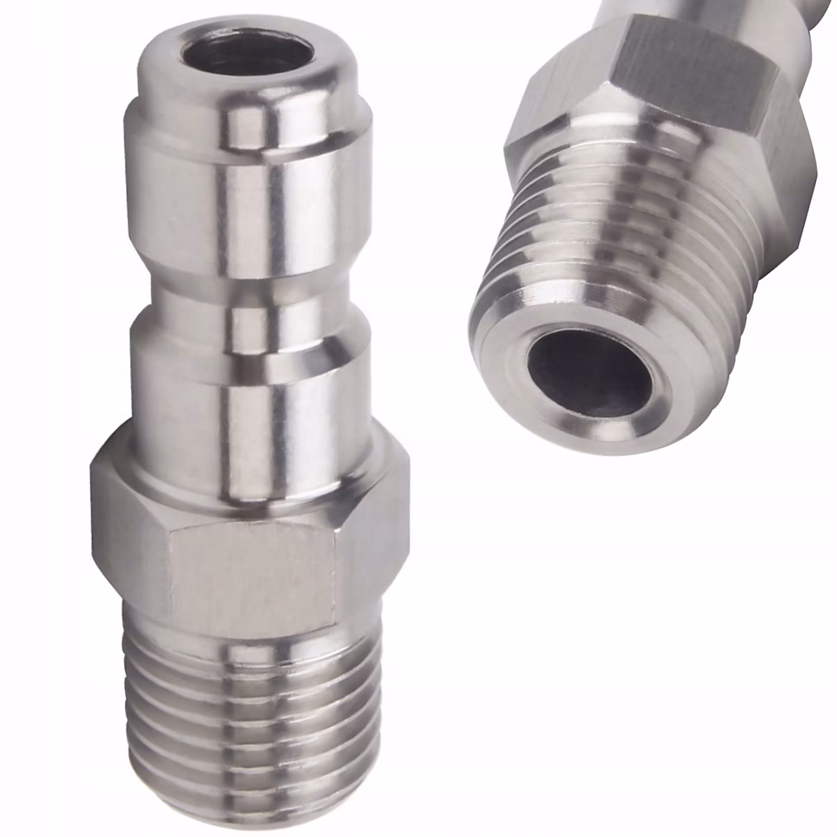 Adaptateur Raccord Rapide G1/4 – Filetage 12 MM, Acier Inoxydable, pour Lances, Canon à Mousse, Buses