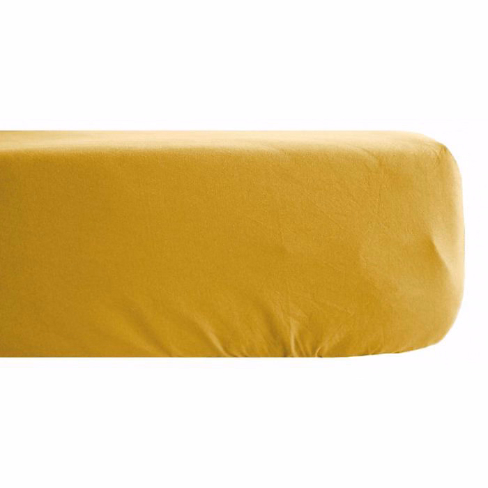 Drap housse Palace pur coton teint lavé 63 fils/cm² Vent du sud – 180 × 200, Palace Curry
