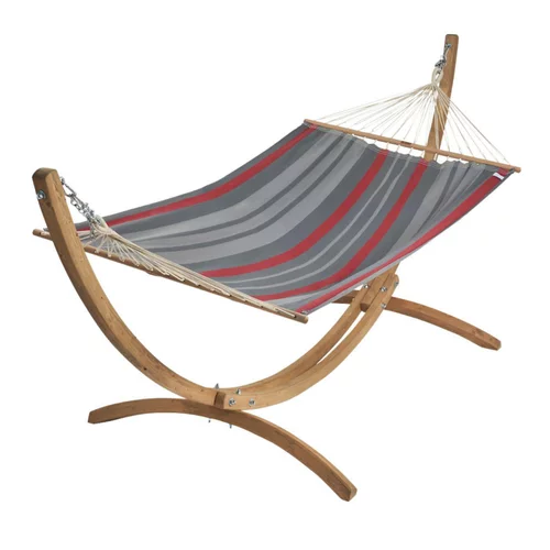 Set support et hamac EsKapade coloris rouge gris en bois et polypropylène Jobek Hamacs - 323 x 125 x 128 cm