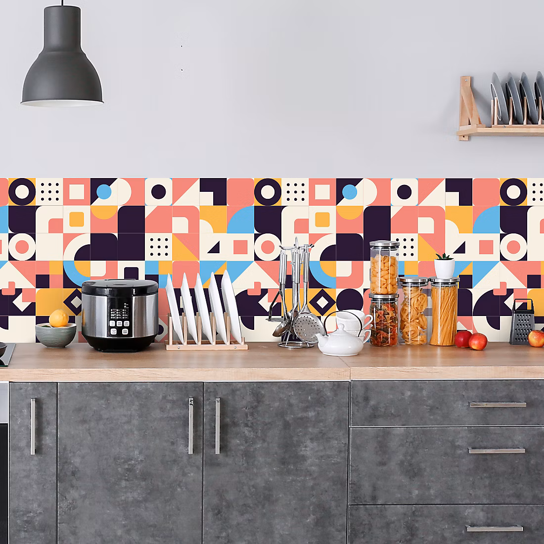 Crédence adhésive décoration rétro 50 × 200 cm