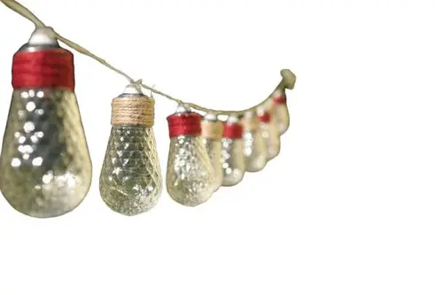 Guirlande Beebop à suspendre 10 LED facettes coloris beige en corde naturelle - 180 cm