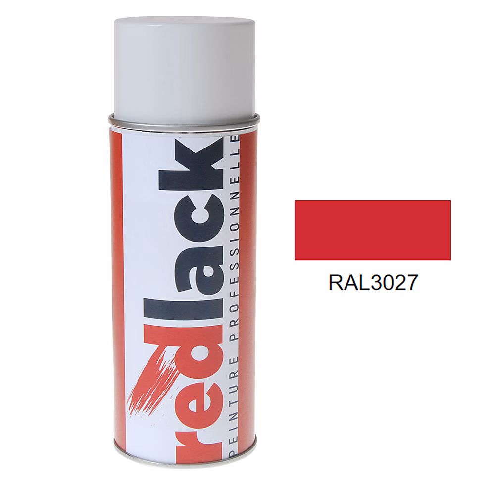 Bombe de peinture Aérosol – spray, 400ml, RAL 3027 Rouge framboise, Brillant, multisupport, Redlack, RAL3027