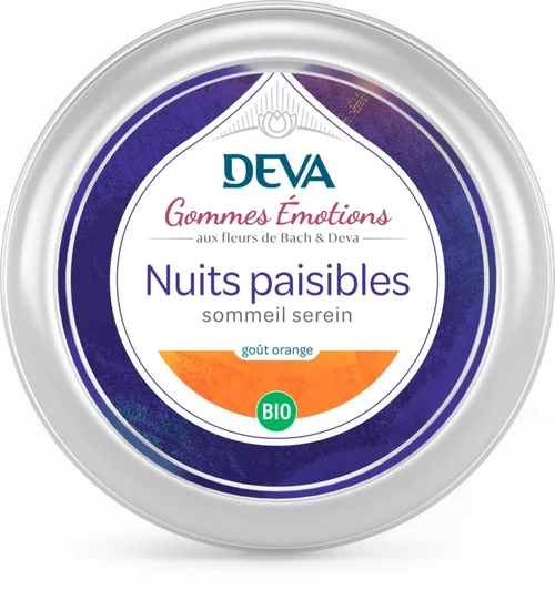 Gommes nuits paisibles sommeil serein bio et vegan goût orange Deva - 45 g