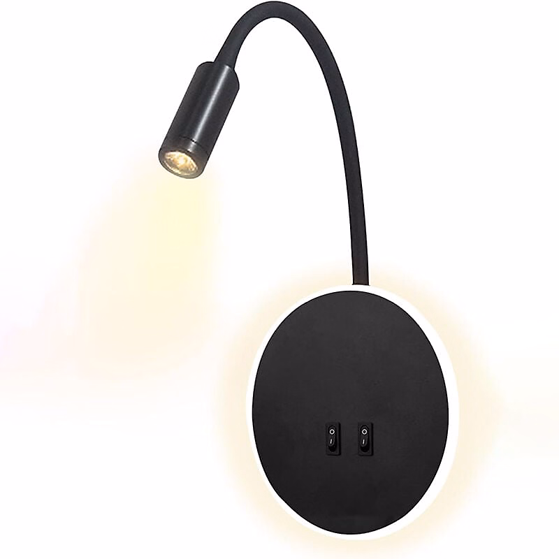 Luminaire et éclairage extérieur – 3+8W LED Lampe de chevet pour lire LED Lampe de lecture de Cygne Flexible (noir) Applique murale Liseuse LED Blanc chaud
