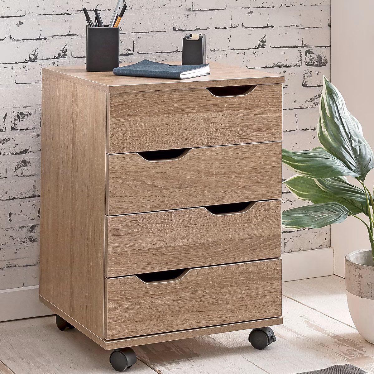 Caisson de Bureau 40 × 60 × 40 cm Placard de Rangement Mobile avec Roulettes FineBuy