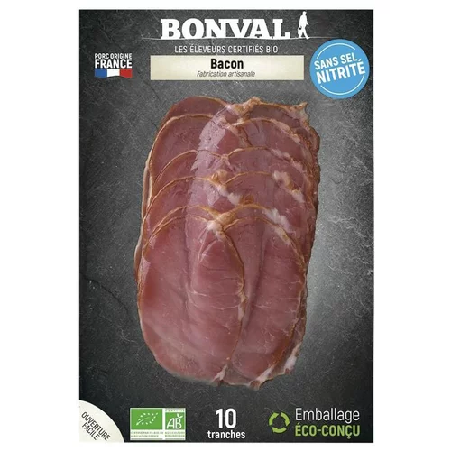 Bacon sans sel nitrité 10 tranches Bonval - 100 g