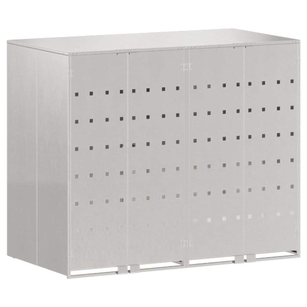 vidaXL Rangement de poubelle à roulettes pour 3 poubelles Argent – Aménagement du jardin