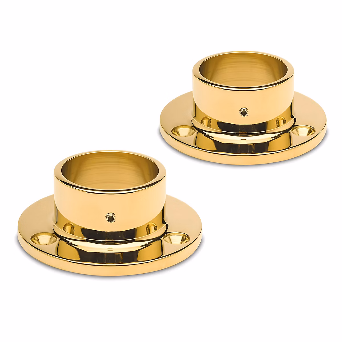 2 x Embase femelle pour tube diam. 25 – 4 mm, Zamac aspect laiton poli