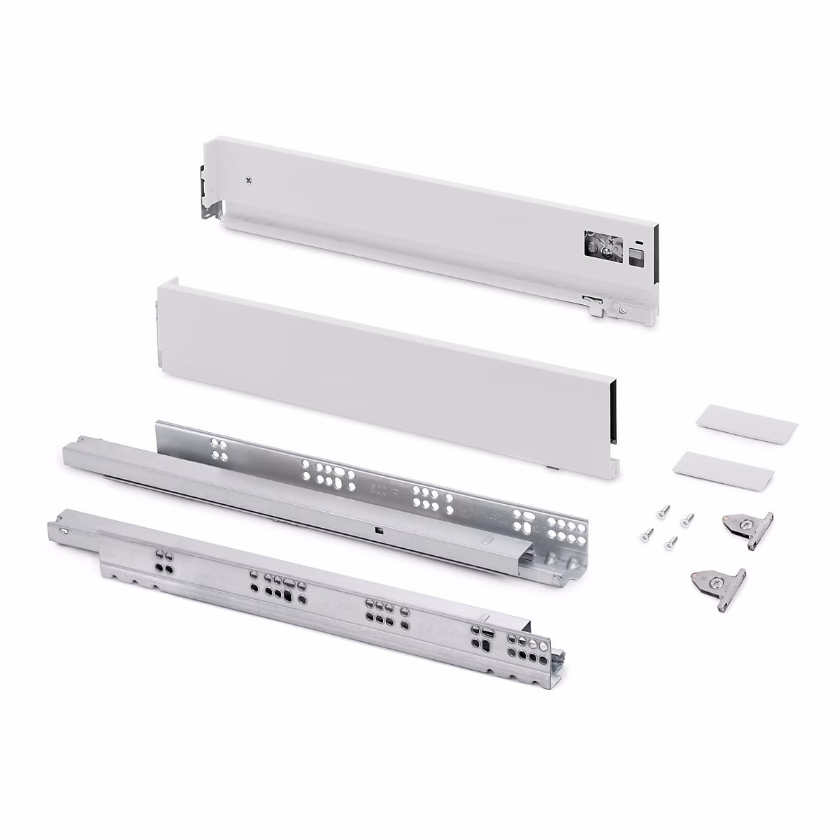 Emuca Tiroir extérieur Vertex avec réglages 3D hauteur 93mm – 60kg | profondeur 500mm | acier | Peint en blanc