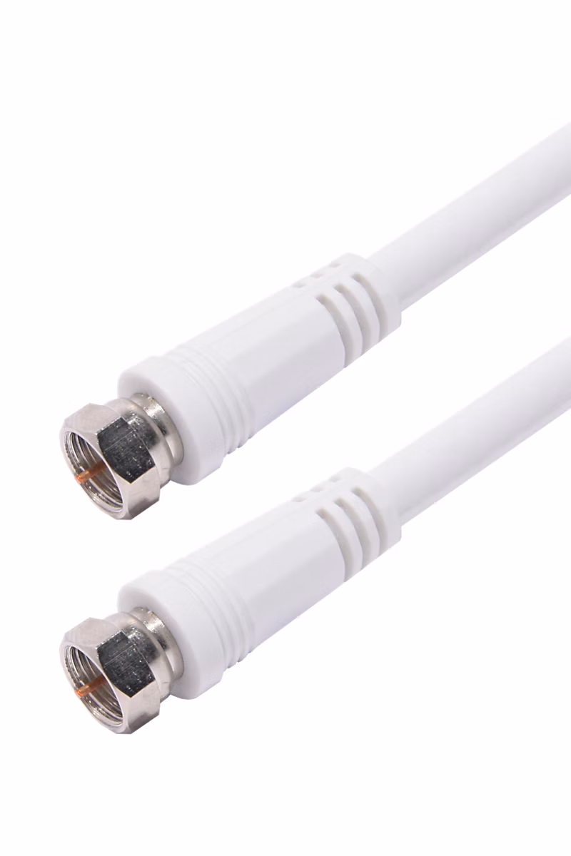 Cordon F 7 mm mâle / F 7 mm mâle – blanc connecteurs plaqués nickel 10 m, Erard