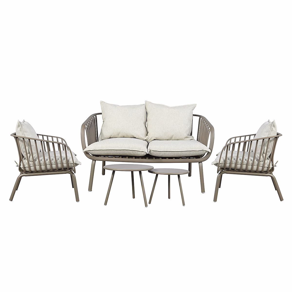 Ensemble bas de jardin en résine et acier 4p Marron MARINA – Réf. ROFYCTOVW3928046190