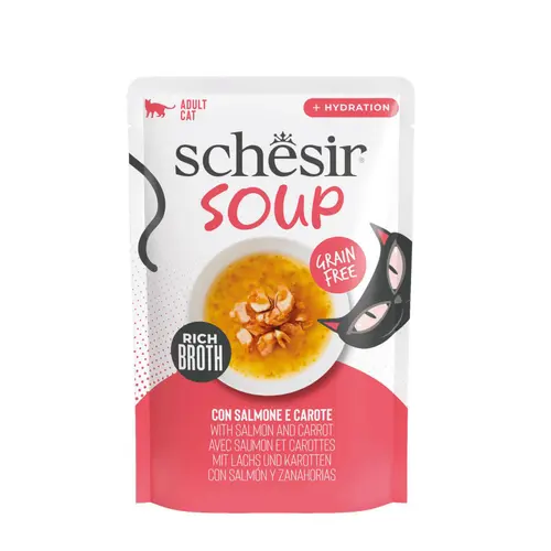 Alimentation humide soupe pour chat saumon carottes Schesir - 40 g