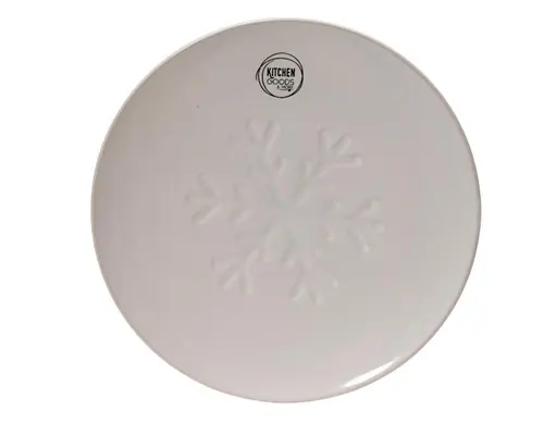 Assiette à dessert en grès motif flocon - Ø 20 cm