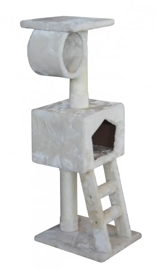 Arbre à chat avec panier et griffoir coloris beige Abigail - 109 cm