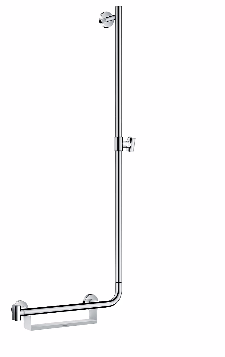 Barre de douche L.110 cm avec poignée à gauche – sans flexible | blanc et chrome | Hansgrohe Comfort Unica