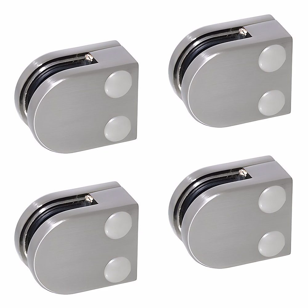 4 x Pince à verre plate modèle 00 – Ep. verre 6, 76 mm, Zamak aspect inox brossé
