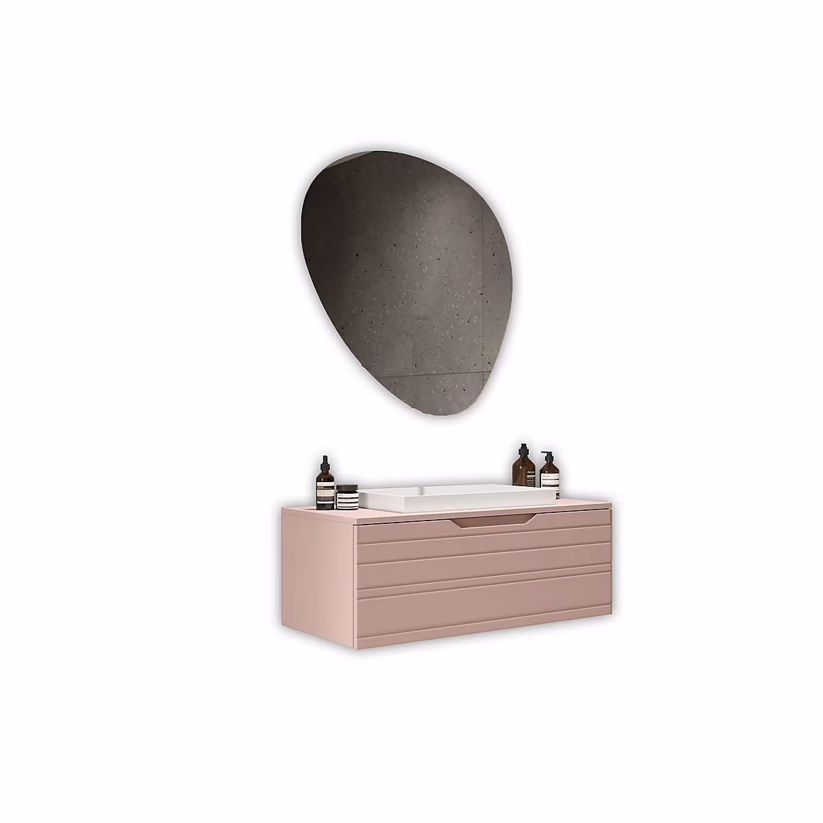 Ensemble meuble de salle de bains – Ensemble 3 pièces SOLMIRA rose poudré