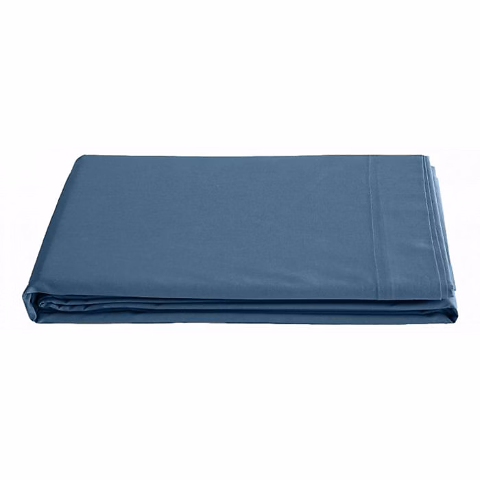 Linge de lit – Drap plat percale Vent du Sud 270x300 Bleu marine 100% coton