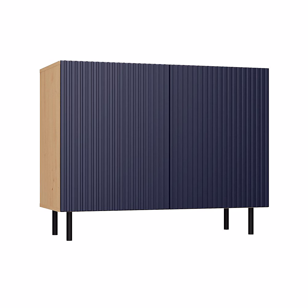 Buffet style glamour 2 portes – 100 × 40 × 78 cm, 4 niches de rangement, Portes à lamelles-CAMI