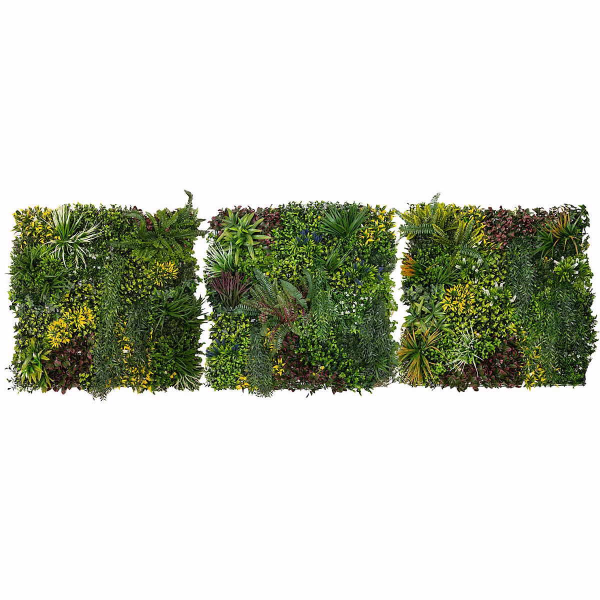 3 Panneaux Muraux Végétal Artificiel 100 × 100cm l Cassia