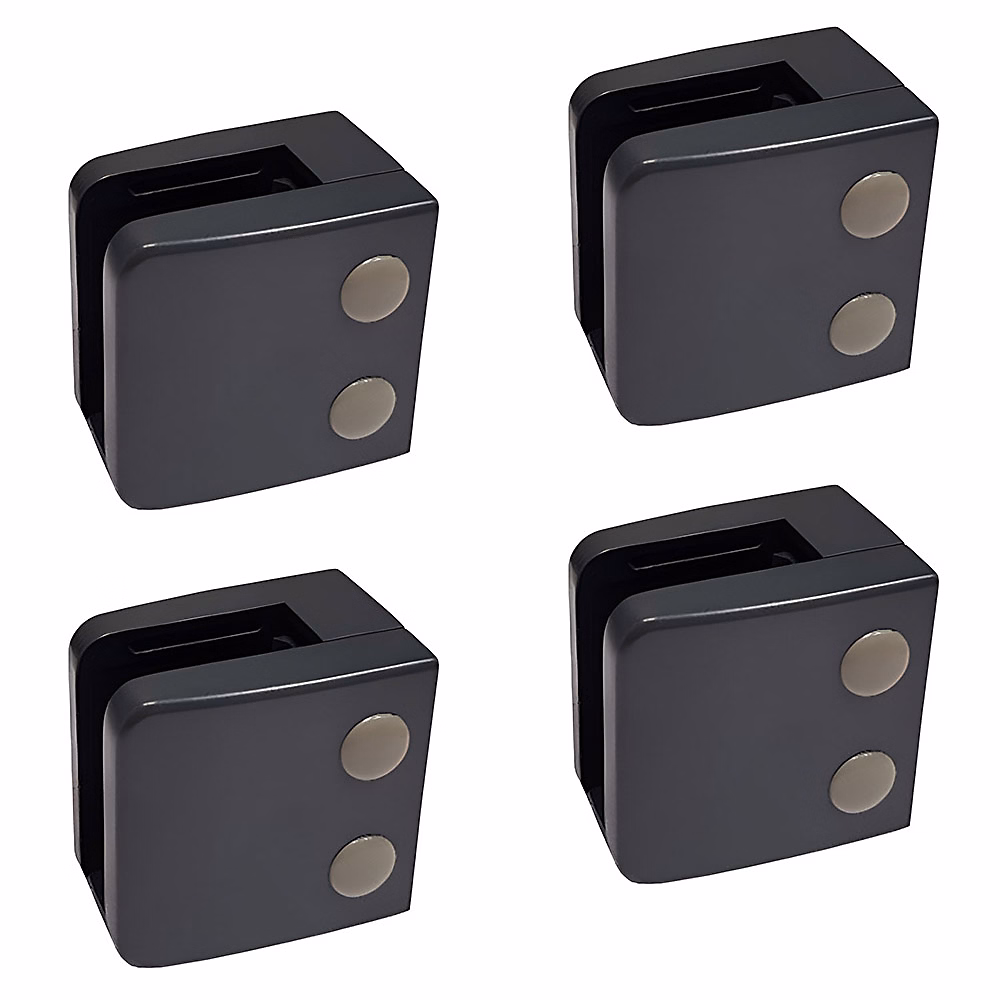 4 x Pince à verre plate modèle 06 – Ep. verre 10 mm | Inox noir anthracite