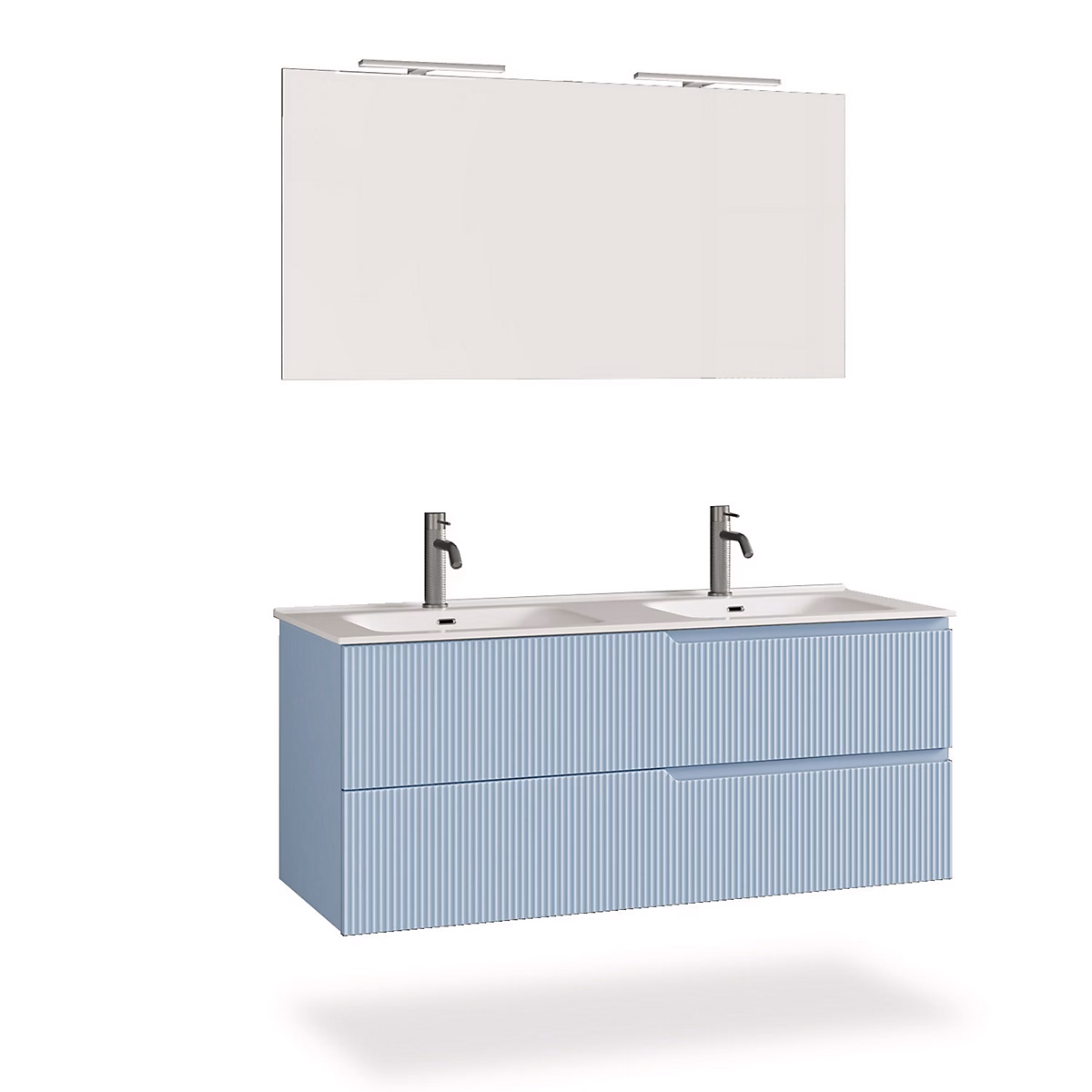 Ensemble meuble de salle de bains – Ensemble salle de bain double vasque 5 pièces VENERE tiffany bleu