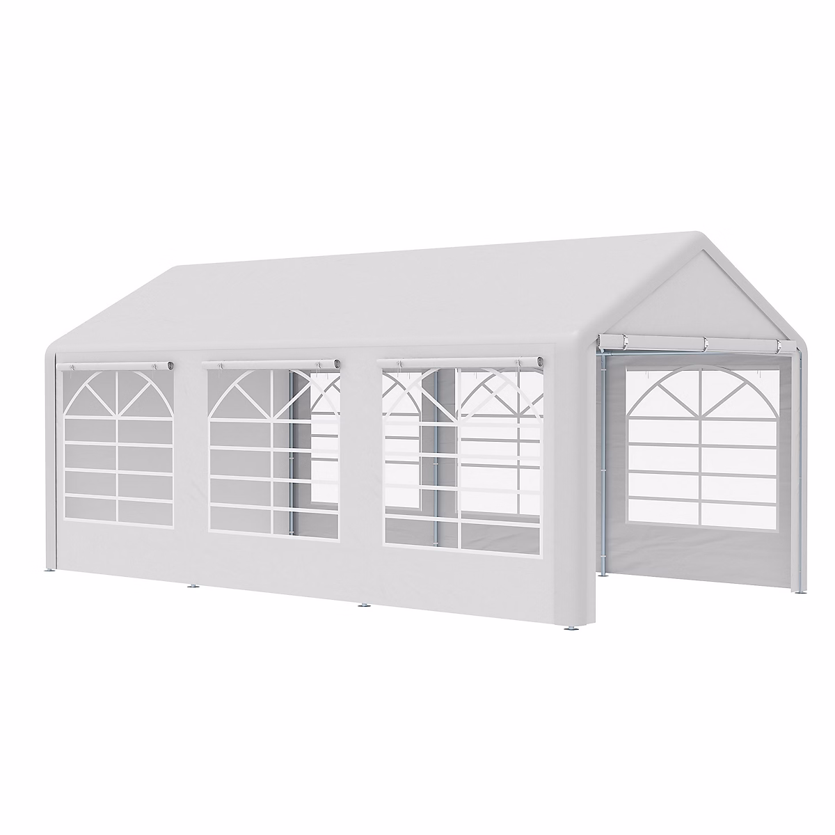 Barnum tonnelle tente de réception 3 × 6 m – 6 fenêtres | 2 portes | acier galvanisé PE blanc