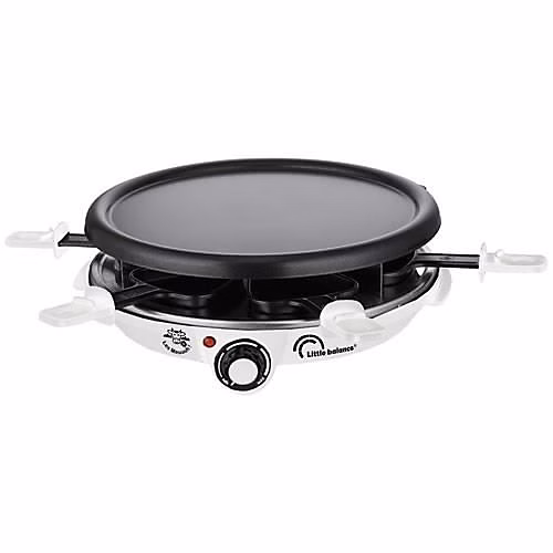 Appareil à raclette/gril/crêpes – LITTLE BALANCE, 6 personnes, Les Meuuuh, 1200W, Blanc