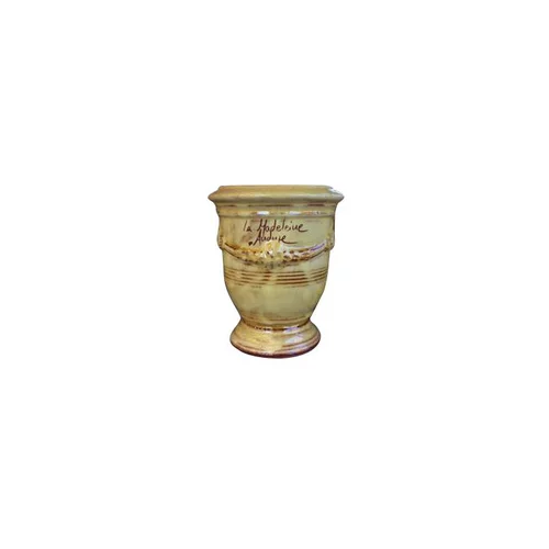 Vase Anduze jaune en terre cuite émaillée H 14 x Ø 12 cm