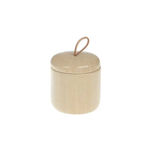 Boîte décorative en céramique beige Chris - 13 x 12,5 x 16,5 cm
