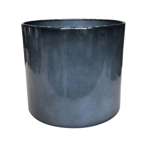 Pot cylindrique coloris gris en métal recyclé - 27 x 27 x 22 cm