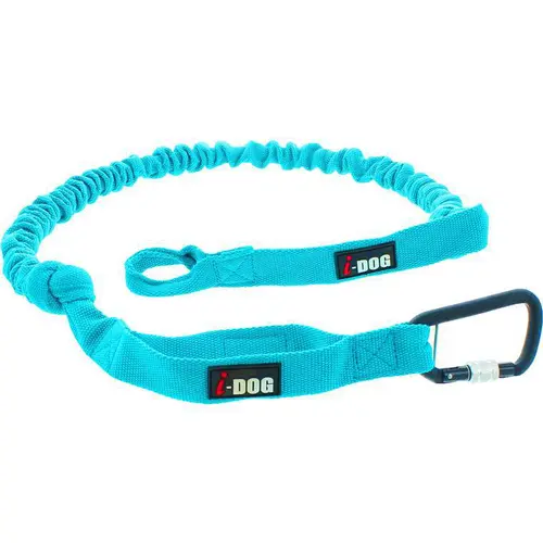 Longe de traction pour chien moyen coloris bleu I-Dog Canicross Opale ALM - 190 cm