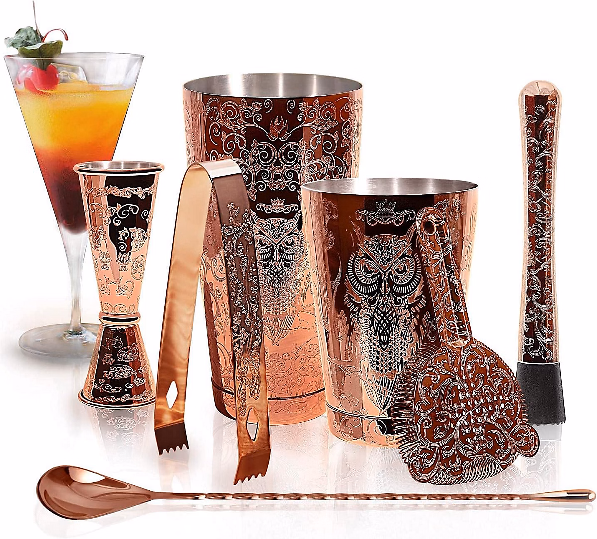 Ensemble Shaker à Cocktail 7 Pièces Cuivre – Réf. EOKEQYMIS2859404100