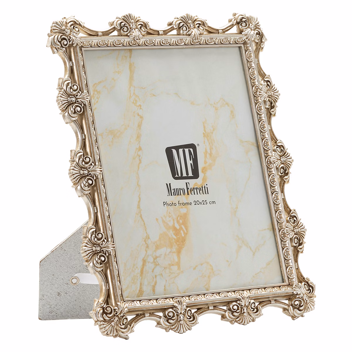 Cadre en résine argentée 27 × 2 – 2 × 32 cm (mesure intérieure 20 × 25 cm)