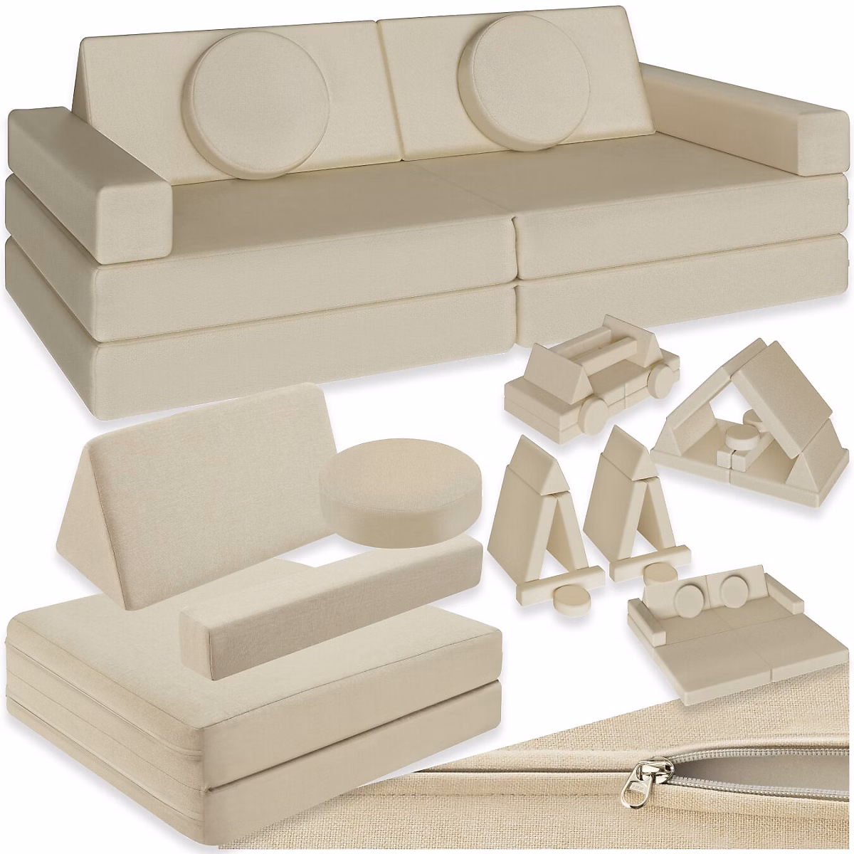 Canapé de jeu 11 pièces et disposition flexible beige – Réf. AGTBLOPCU3791731165