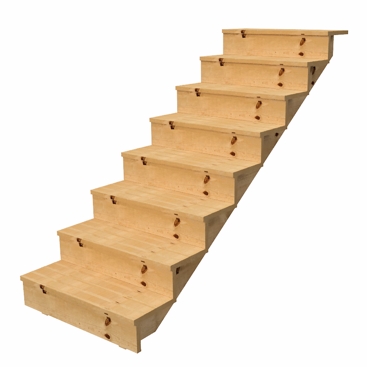 BERLIN Escalier extérieur bois 8 marches H 139cm L – 80cm, avec contre marche