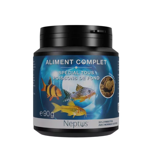 Aliment complet pour poissons de fond cookies chips coloris multicolore Neptus – 200 ml