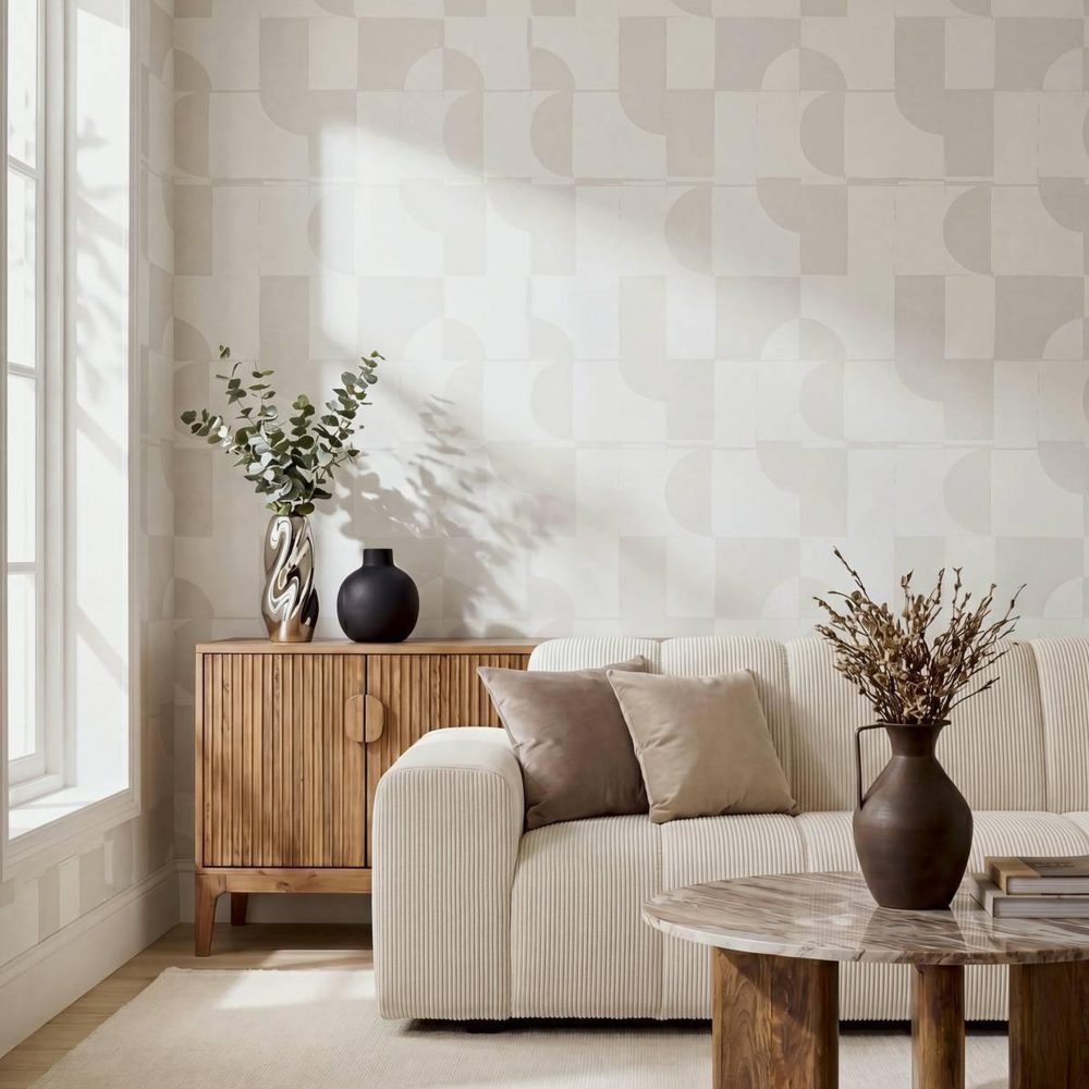 ATMOSPHERA Papier peint pré-encollé manuel 53x1000cm beige – Collection extérieure