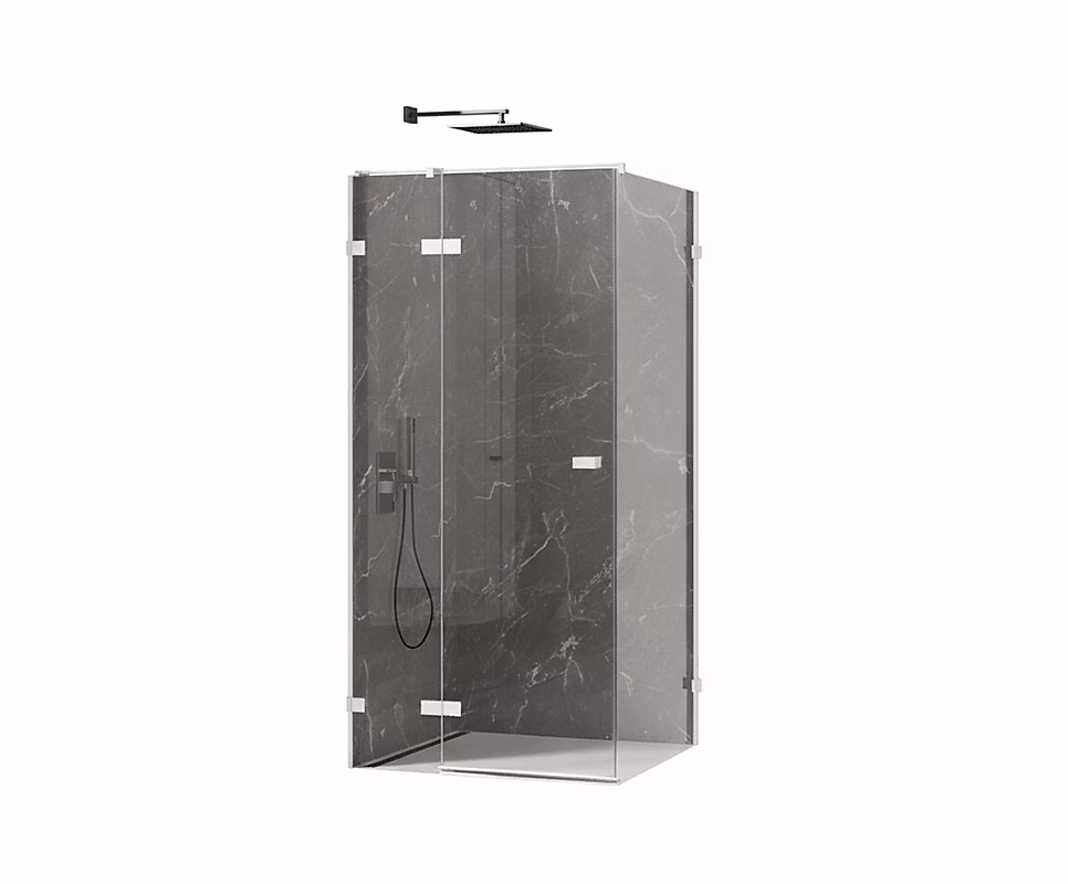 Cabine de douche blanc 100 × 70cm – pivotante gauche SANTORINI WHITE, acces de face