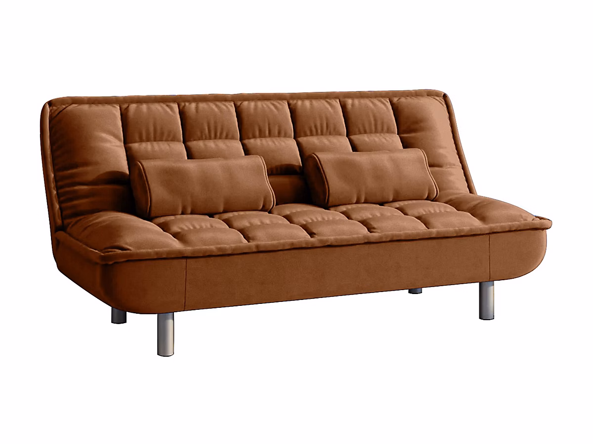 Canapé 3 places convertible clic – clac MISHAN en tissu, Caramel