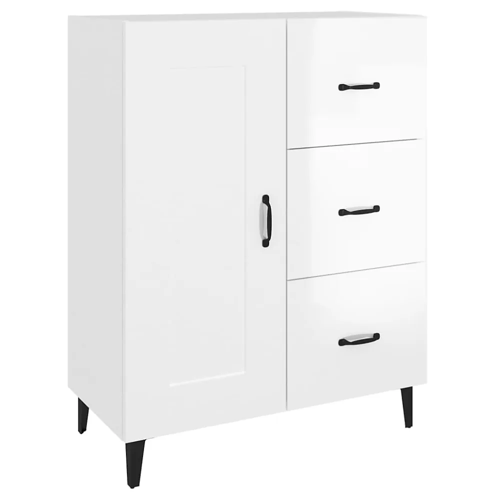 812237 vidaXL Buffet Blanc brillant 69 – 5 × 34 × 90 cm Bois d'ingénierie