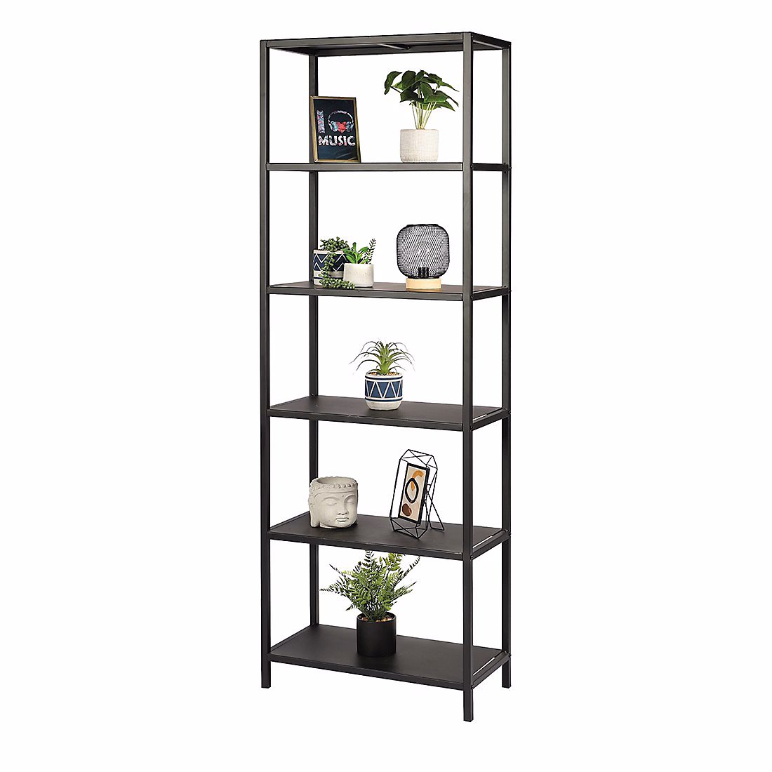 Etagère murale – Bibliothèque design 6 niveaux en métal noir collection SOHO