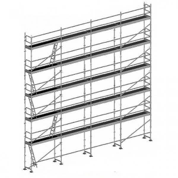 Echafaudage fixe de façade 156m² – Structure et planchers + Lisses, DUO156, SP