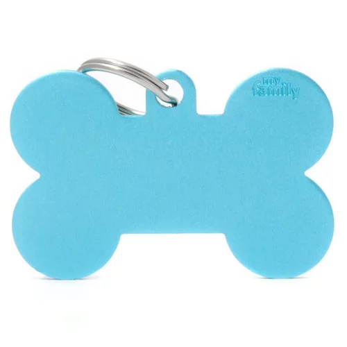 Médaille basic os XL pour chien en aluminium bleu azur