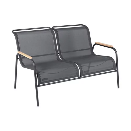 Banquette deux places en acier et toile d’extérieur coloris carbone Coolside Fermob - 134 x 77 x 86 cm